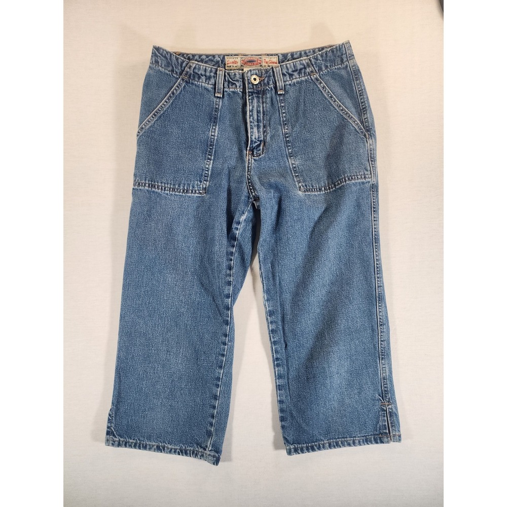 Hydraulic Capri Jeans Women 7/8 Carpenter Cropped Y2K Stonewash Utility Denim